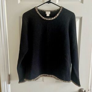 Alps Black Wool Sweater with Whipstitch Detail Sz M